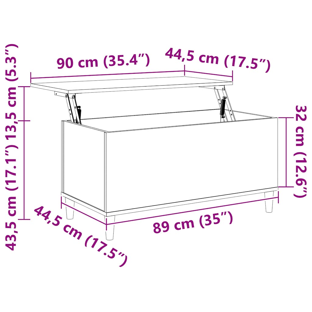 Couchtisch Weiß 90x44,5x45 cm Holzwerkstoff