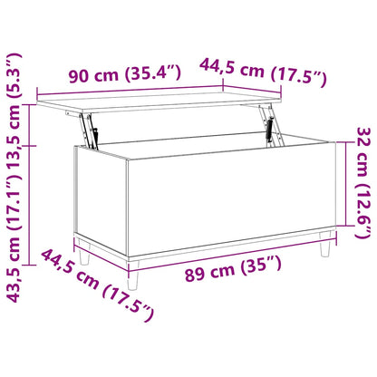 Couchtisch Weiß 90x44,5x45 cm Holzwerkstoff