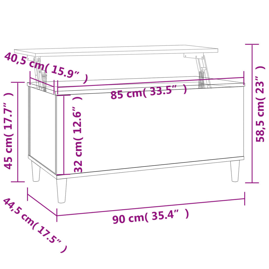 Couchtisch Braun Eichen-Optik 90x44,5x45 cm Holzwerkstoff