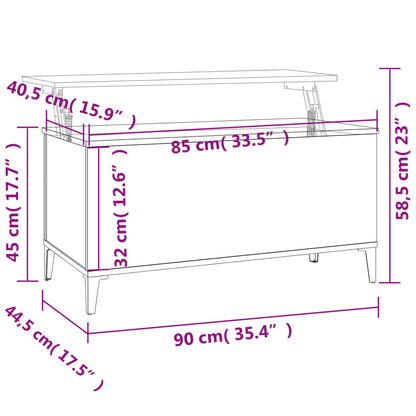 Sofabord Sort 90x44,5x45 cm Træ Materiale
