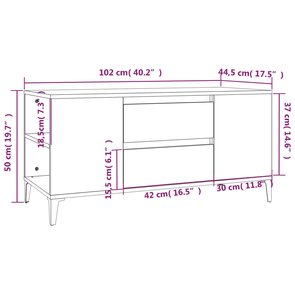 TV-skab Sort 102x44,5x50 cm Træ Materiale