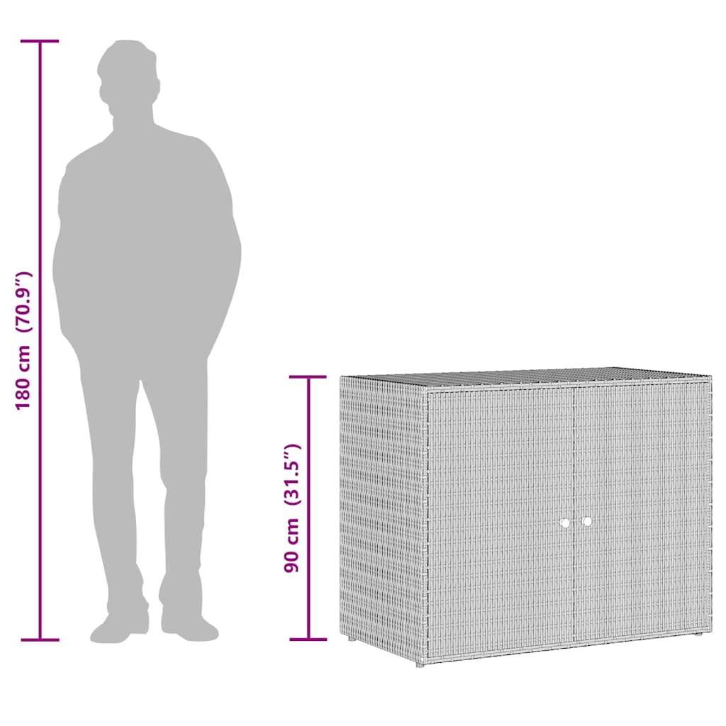 Gartenschrank Schwarz 100x55,5x80 cm Poly Rattan