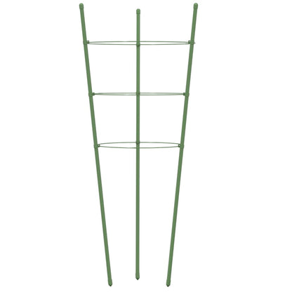 Pflanzenstützen mit 3 Ringen 5 Stk. Grün 60 cm Stahl