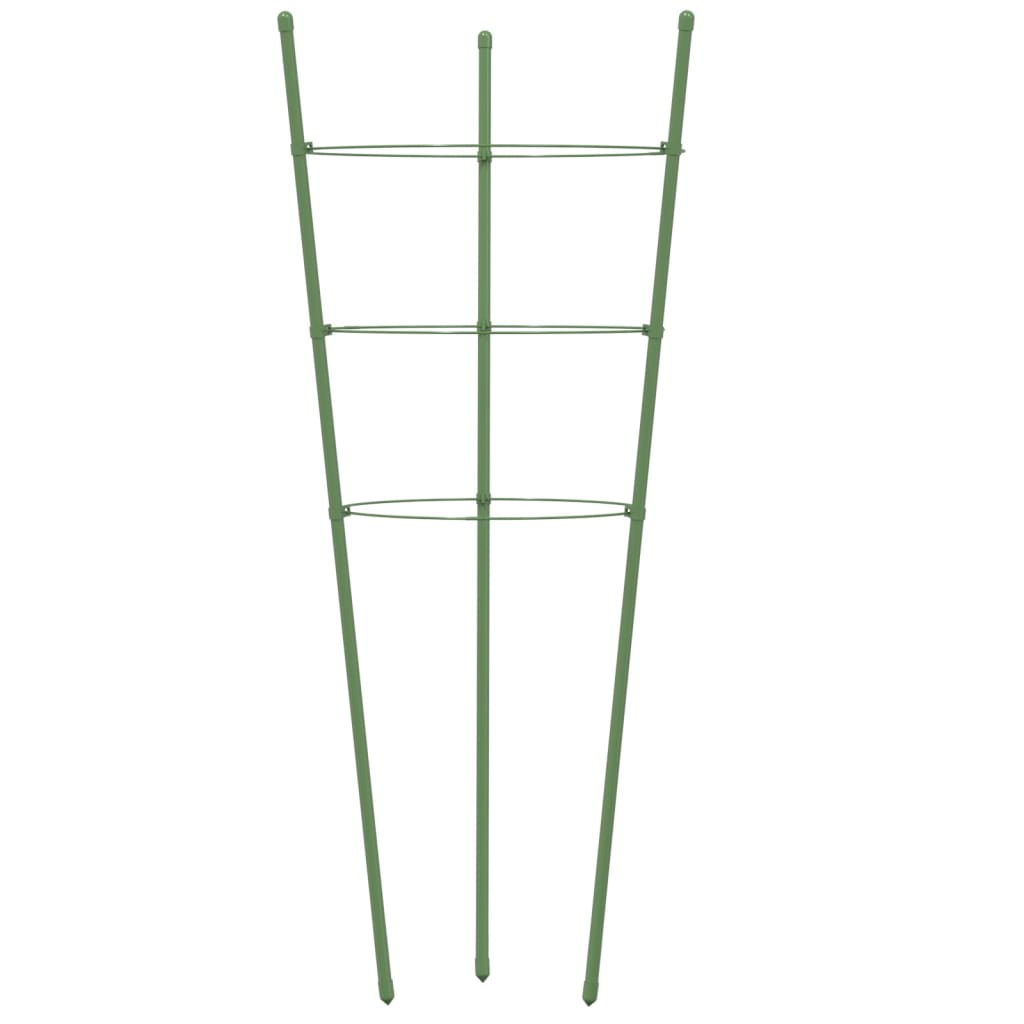 Pflanzenstützen mit 3 Ringen 5 Stk. Grün 75 cm Stahl