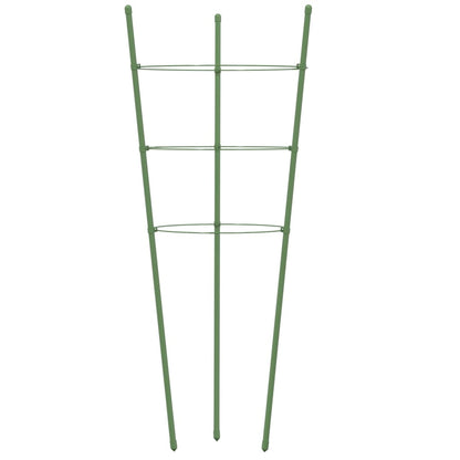 Pflanzenstützen mit 3 Ringen 5 Stk. Grün 75 cm Stahl