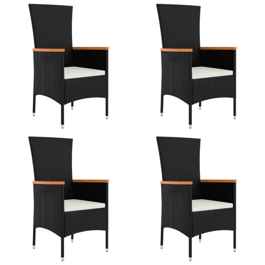 Gartenstühle mit Kissen 4 Stk. Poly Rattan Schwarz