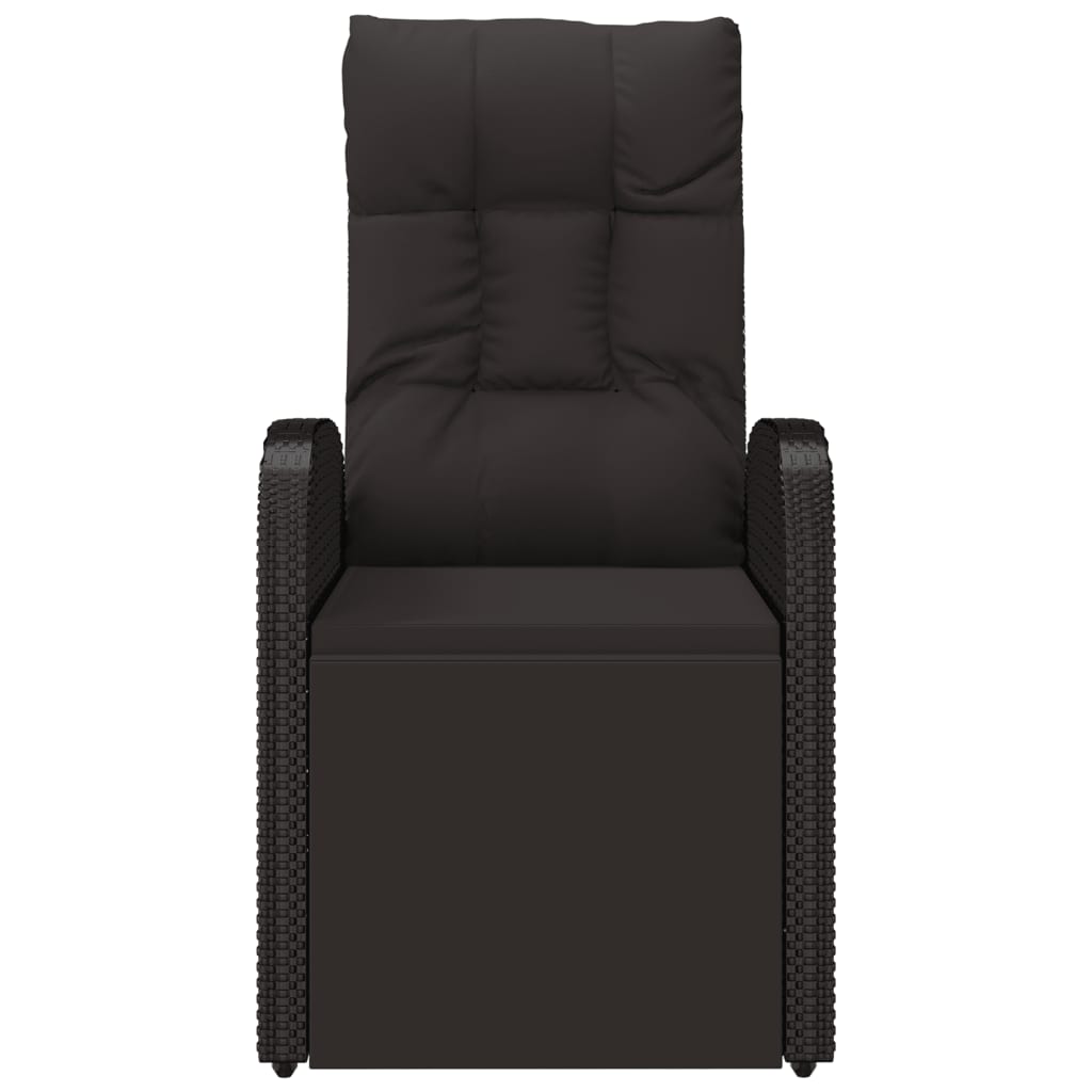 Gartensessel Verstellbar mit Kissen Schwarz Poly Rattan