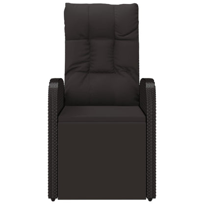 Gartensessel Verstellbar mit Kissen Schwarz Poly Rattan