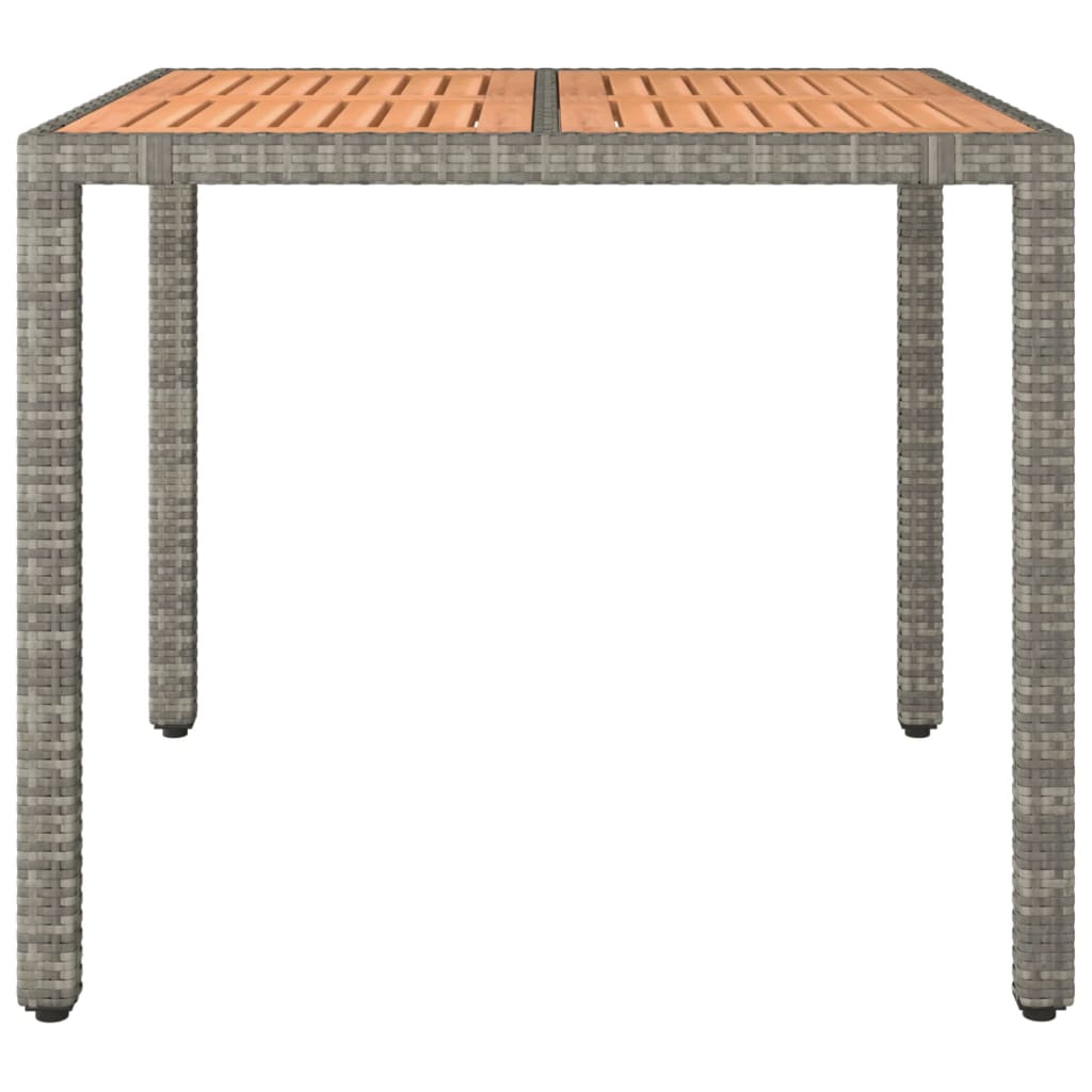 Gartentisch mit Holzplatte Grau Poly Rattan & Massivholz Akazie