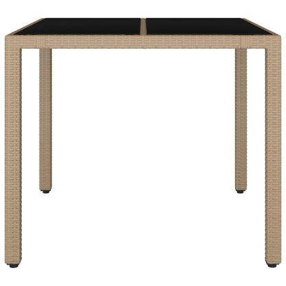 Gartentisch mit Glasplatte Beige Poly Rattan & Hartglas