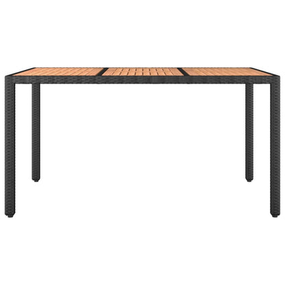 Gartentisch mit Holzplatte Schwarz Poly Rattan & Akazienholz