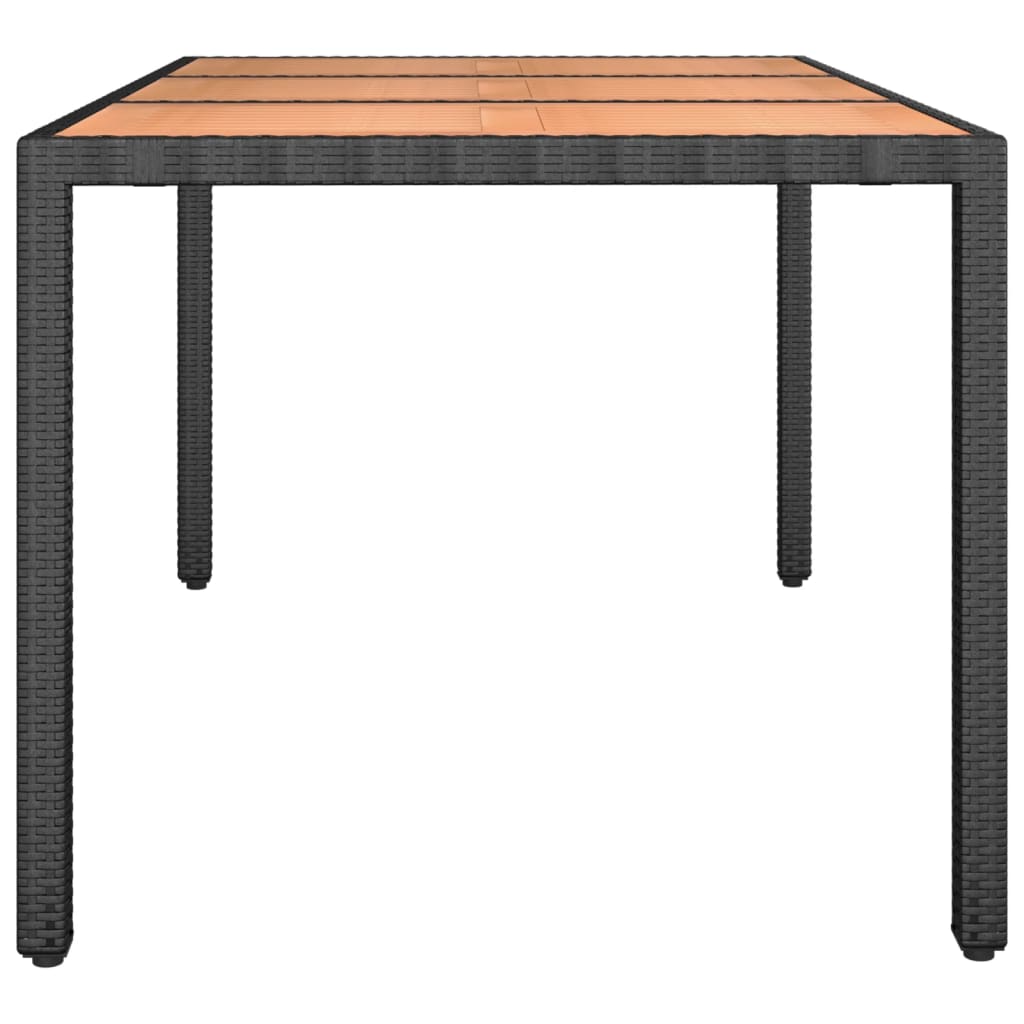 Gartentisch mit Holzplatte Schwarz Poly Rattan & Akazienholz