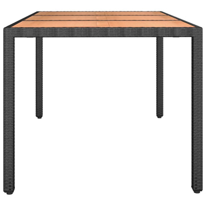 Gartentisch mit Holzplatte Schwarz Poly Rattan & Akazienholz