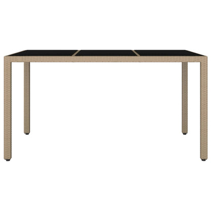 Gartentisch mit Glasplatte Beige Poly Rattan & Hartglas