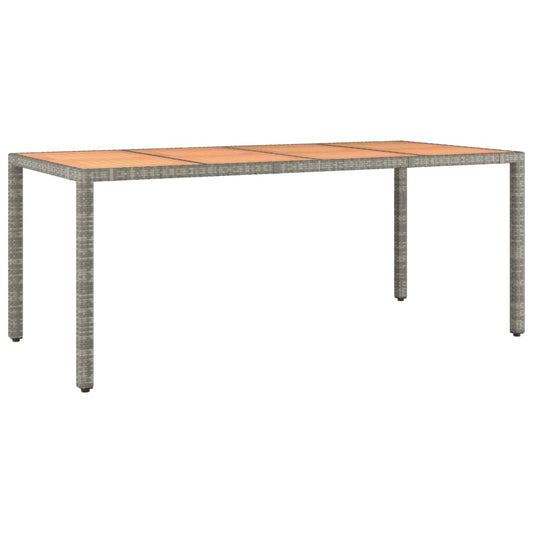 Gartentisch mit Holzplatte Grau Poly Rattan & Massivholz Akazie