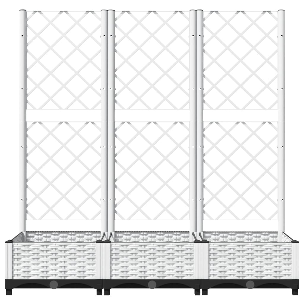 Garten-Pflanzgefäß mit Spalier Weiß 120 x 40 x 121,5 cm PP