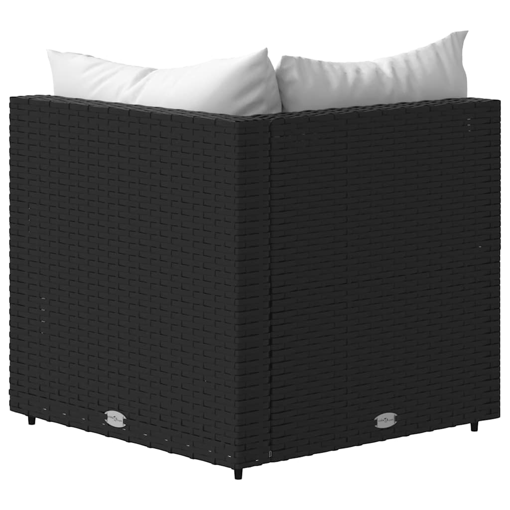 Garten-Ecksofa mit Kissen Schwarz Poly Rattan