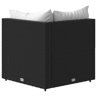 Garten-Ecksofa mit Kissen Schwarz Poly Rattan