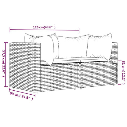 Garten-Ecksofas mit Kissen 2 Stk. Schwarz Poly Rattan