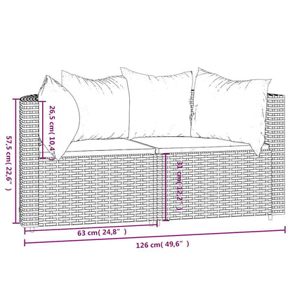 Garten-Ecksofas mit Kissen 2 Stk. Schwarz Poly Rattan