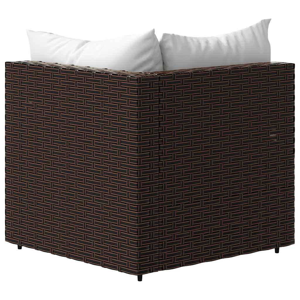 Garten-Ecksofa mit Kissen Braun Poly Rattan