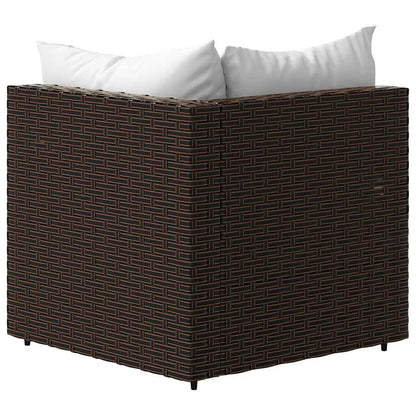 Garten-Ecksofa mit Kissen Braun Poly Rattan