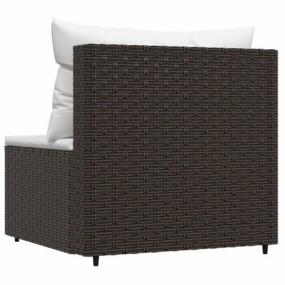Garten-Mittelsofa mit Kissen Braun Poly Rattan