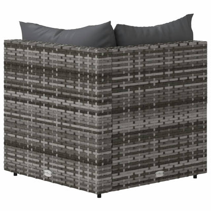 Garten-Ecksofas mit Kissen 2 Stk. Grau Poly Rattan
