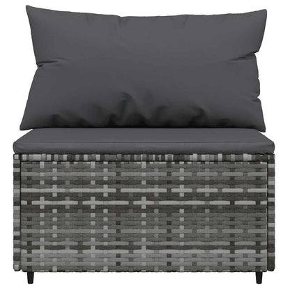 4-tlg. Garten-Lounge-Set mit Kissen Grau Poly Rattan