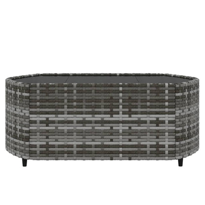 3-tlg. Garten-Lounge-Set mit Kissen Grau Poly Rattan