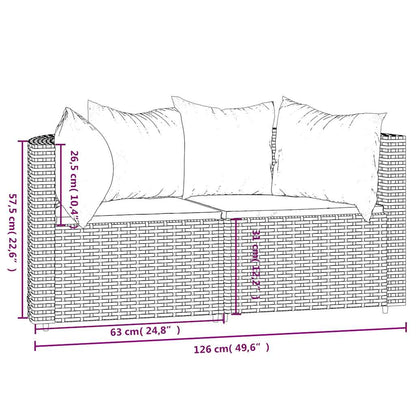 Garten-Ecksofas mit Kissen 2 Stk. Schwarz Poly Rattan
