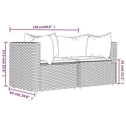 Garten-Ecksofas mit Kissen 2 Stk. Schwarz Poly Rattan