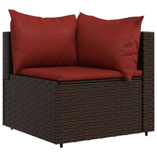Garten-Ecksofa mit Kissen Braun Poly Rattan