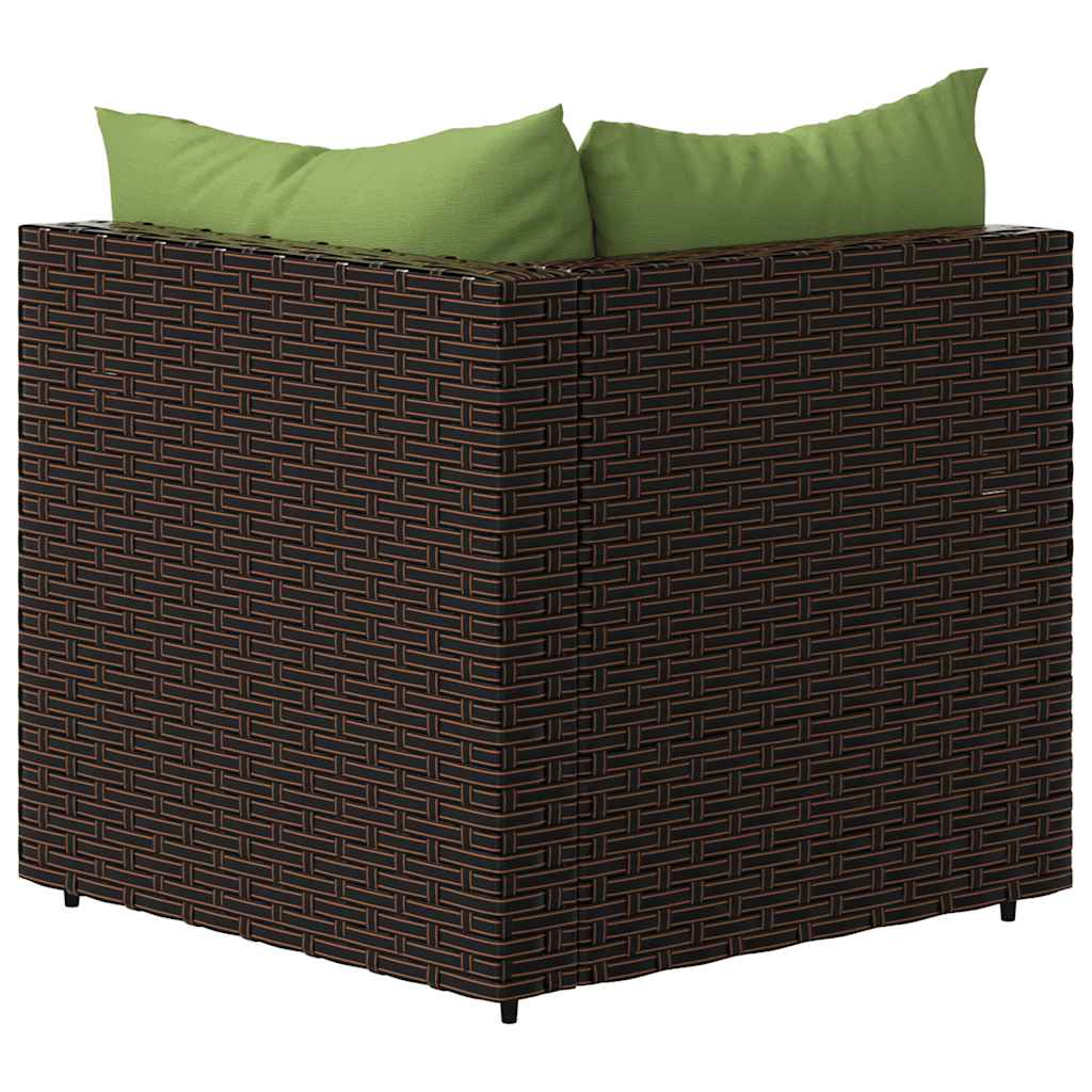 Garten-Ecksofas mit Kissen 2 Stk. Braun Poly Rattan