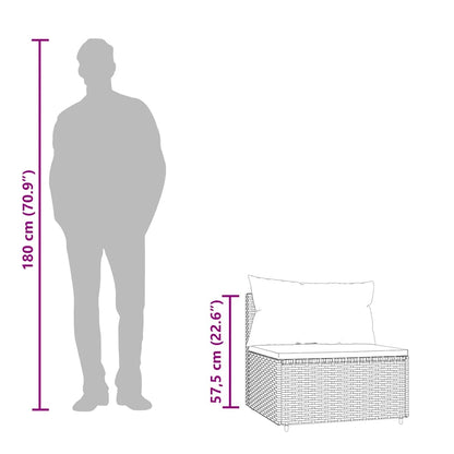 3-tlg. Garten-Lounge-Set mit Kissen Braun Poly Rattan