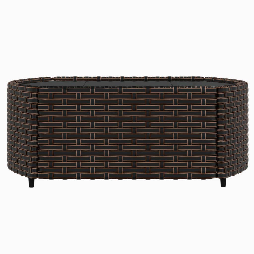 4-tlg. Garten-Lounge-Set mit Kissen Braun Poly Rattan