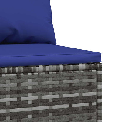 Garten-Mittelsofa mit Kissen Grau Poly Rattan