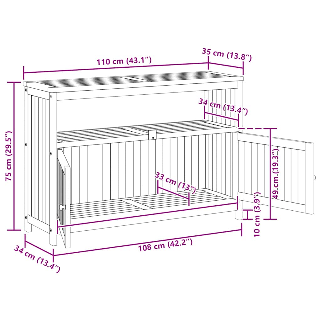 Garten-Konsolentisch 110x35x75 cm Massivholz Akazie
