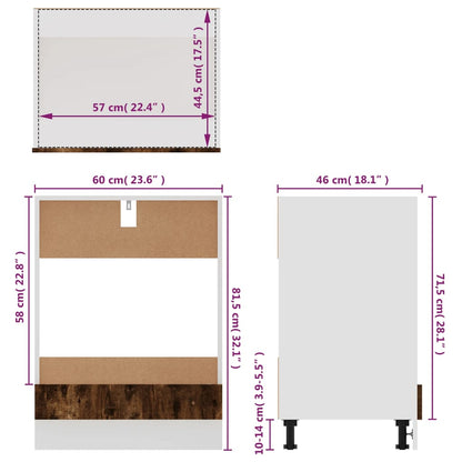 Herdumbauschrank Lyon Räuchereiche 60x46x81,5 cm Holzwerkstoff