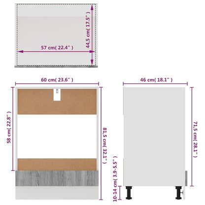 Herdumbauschrank Lyon Grau Sonoma 60x46x81,5 cm Holzwerkstoff