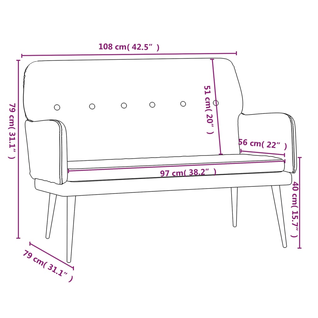 Sitzbank Blau 108x79x79 cm Samt