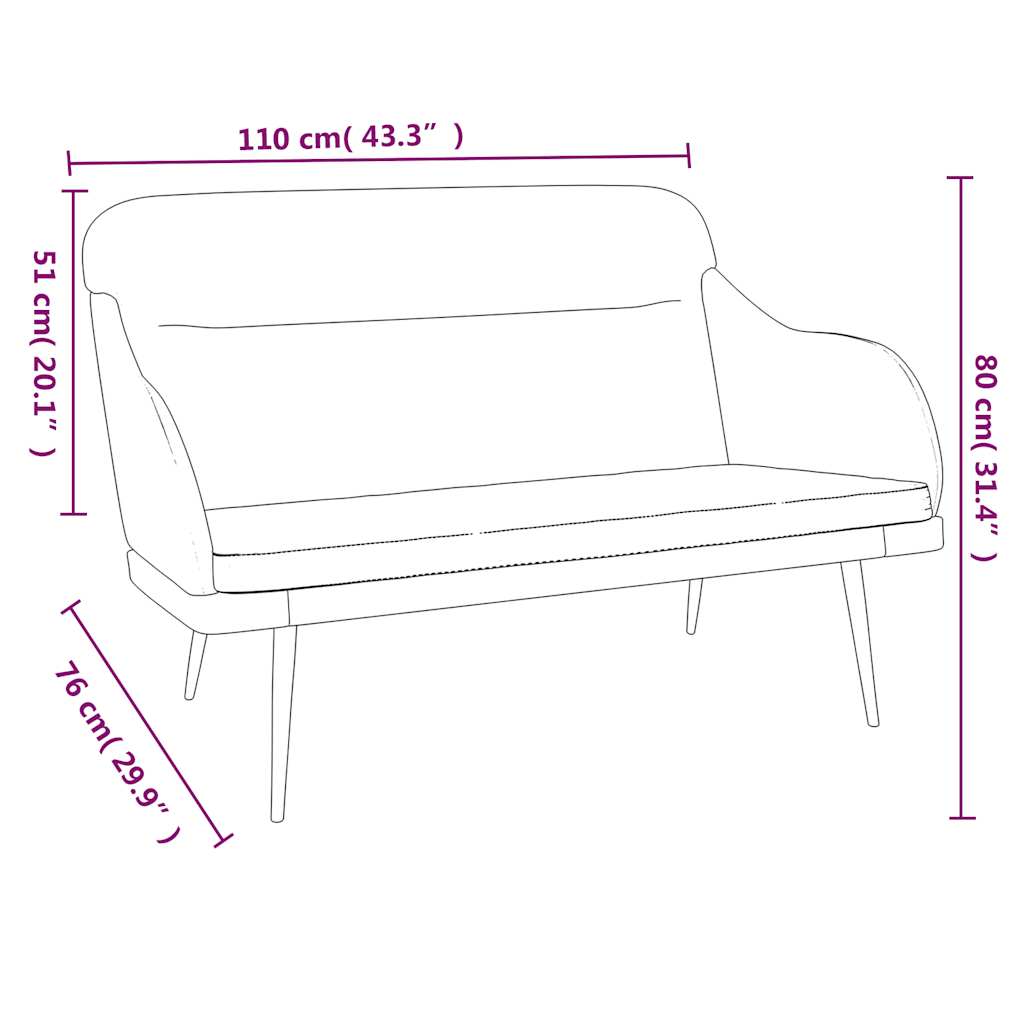 Sitzbank Creme 110x76x80 cm Samt