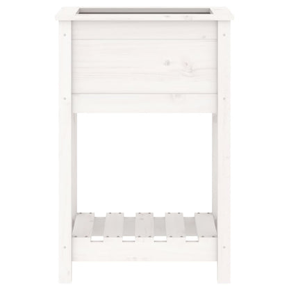 Pflanzkübel mit Ablage Weiß 54x34,5x81 cm Massivholz Kiefer
