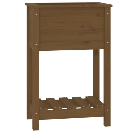Plantekasse med hylde Honningbrun 54x34,5x81 cm Fyrretræ