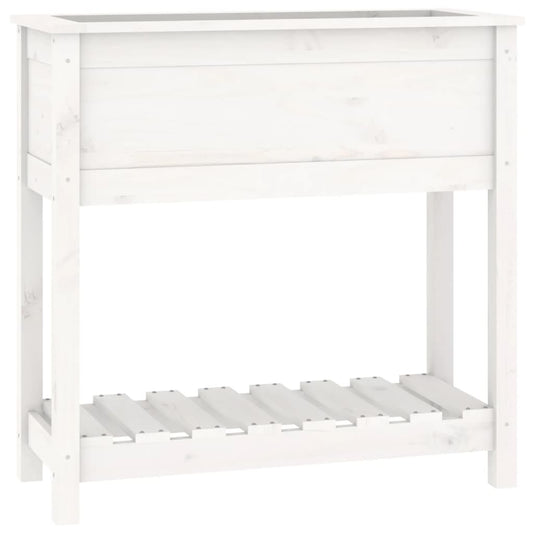 Plantekasse med hylde Hvid 82,5x34,5x81 cm Massiv fyrretræ