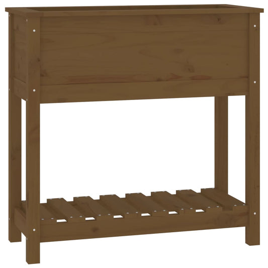 Plantekasse med hylde honningbrun 82,5x34,5x81 cm fyrretræ