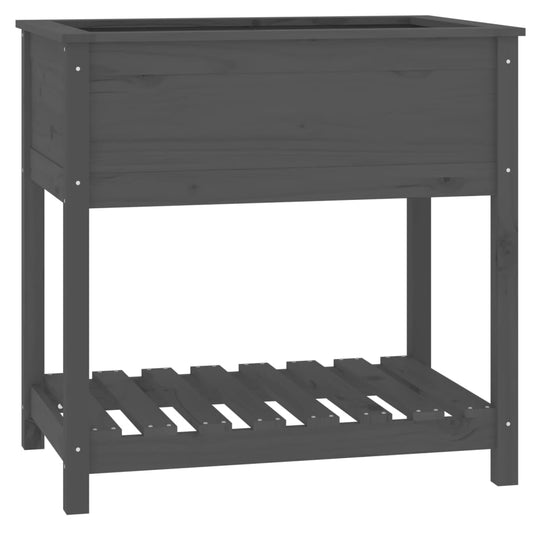 Plantekasse med hylde Grå 82,5x54x81 cm Massiv fyrretræ
