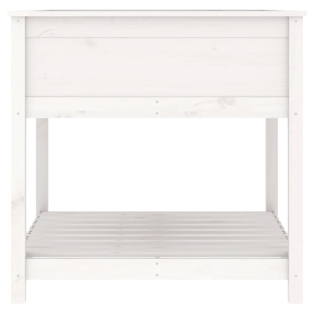 Plantekasse med hylde Hvid 82,5x82,5x81 cm Massiv fyrretræ