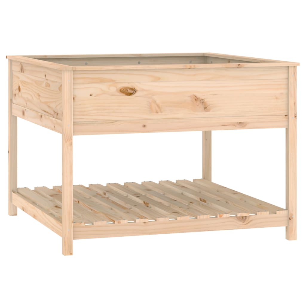 Plantekrukke med hylde 111,5x111,5x81 cm massivt fyrretræ