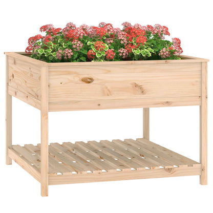 Plantekrukke med hylde 111,5x111,5x81 cm massivt fyrretræ